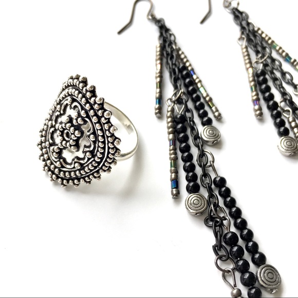 Anthropologie Large Tibetan Silver Statement Ring - Picture 12 of 15